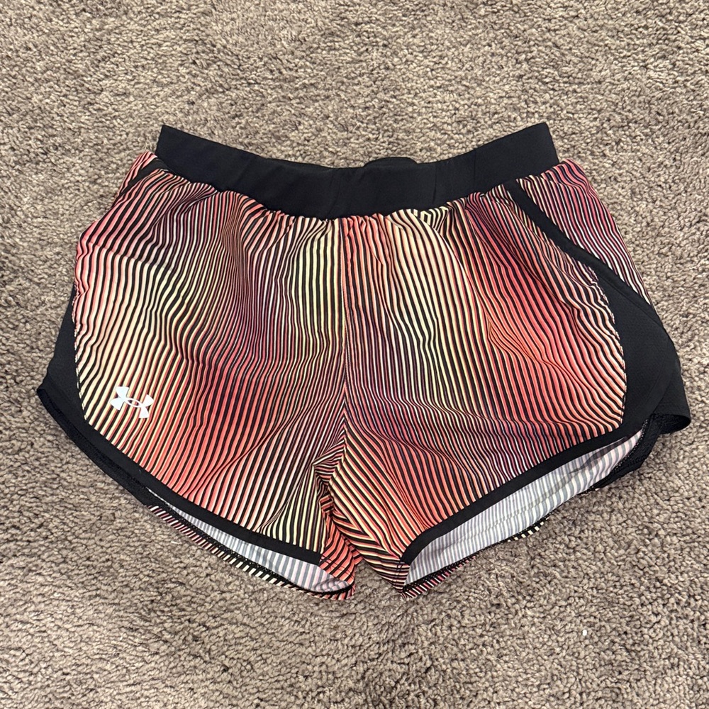 Under Armour Women’s Gradient Stripe Athletic Shorts - Red/Black